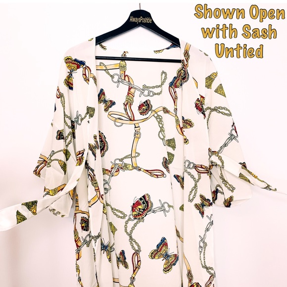 NEW Kimono / Swim Coverup in Floral Butterfly Boho - Picture 5 of 12